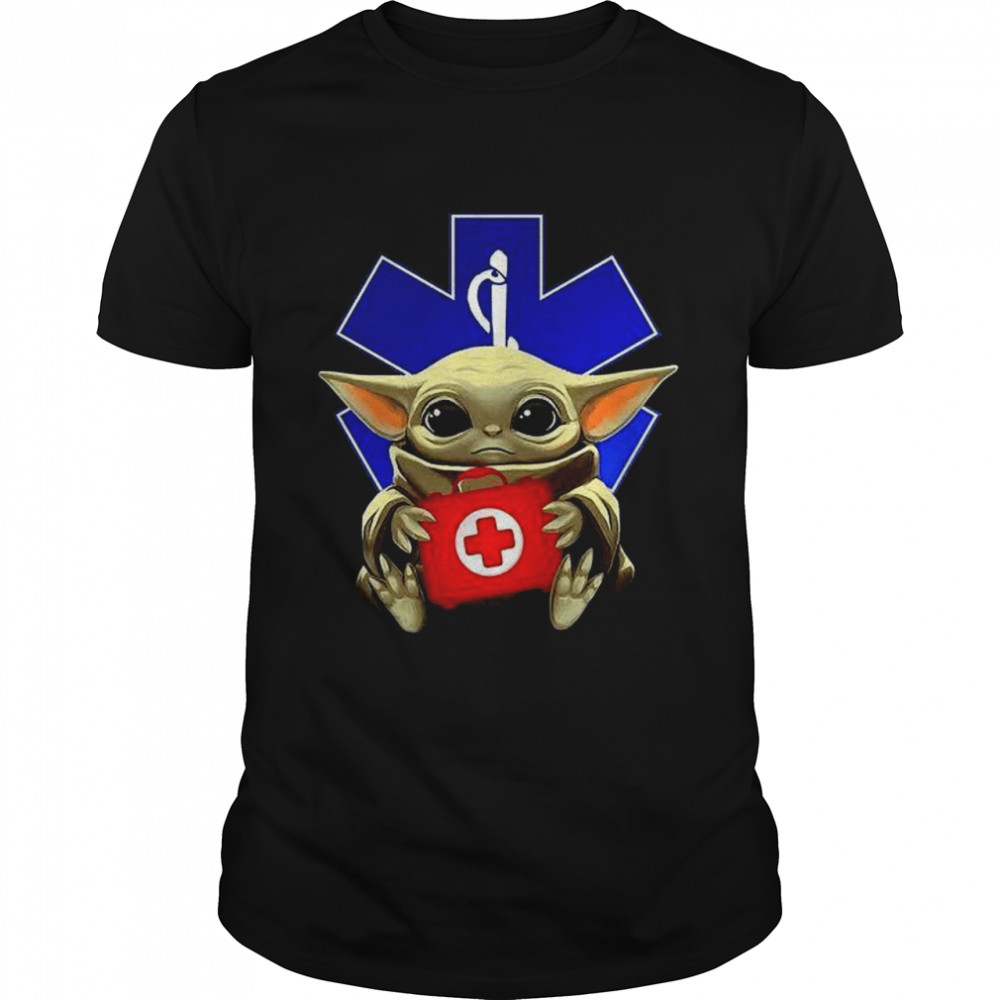 Baby yoda hug medical logo shirt