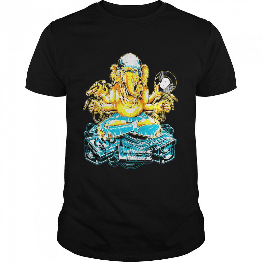 Elephant DJ Animal with Headphones Turntable Shirt