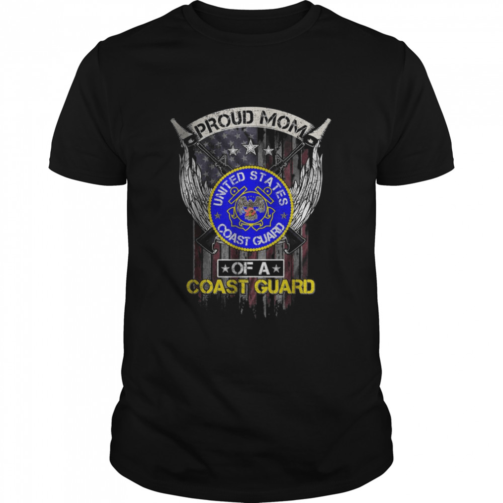 Vintage USA American Flag Proud Mom Of A US Coast Guard T-Shirt