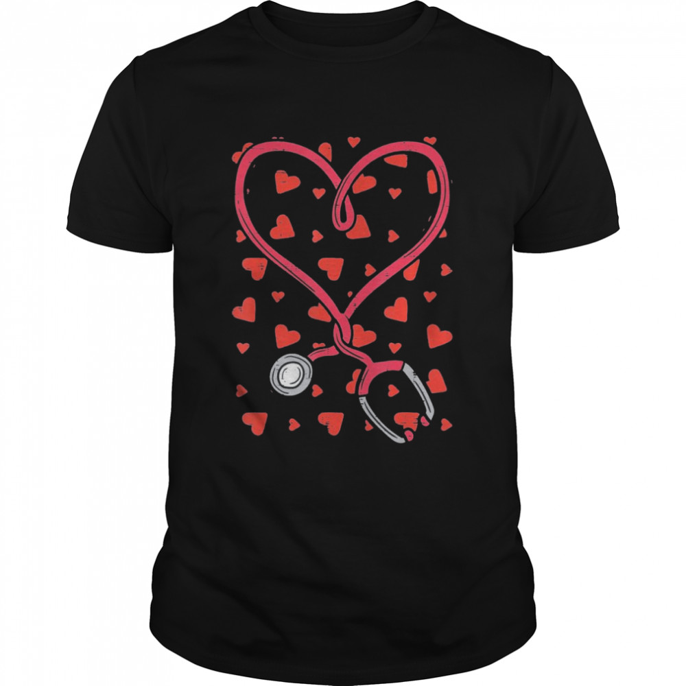 Heart Stethoscope Cute Love Nursing Valentines Day Nurse Shirt