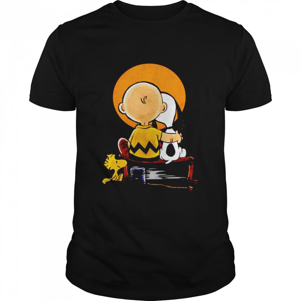 Peanuts characters friends gazing at the moon shirt