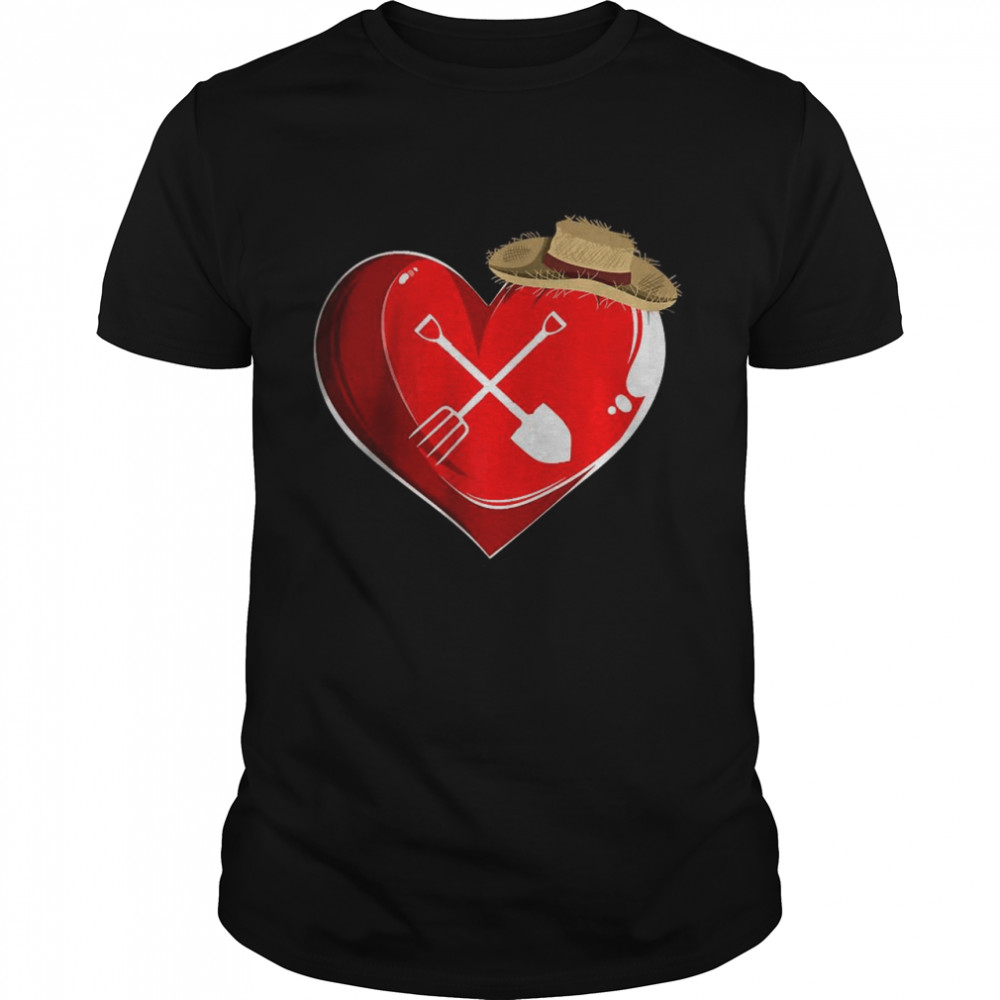 Love Heart Farmer Valentines Day Funny Jobs Shirt