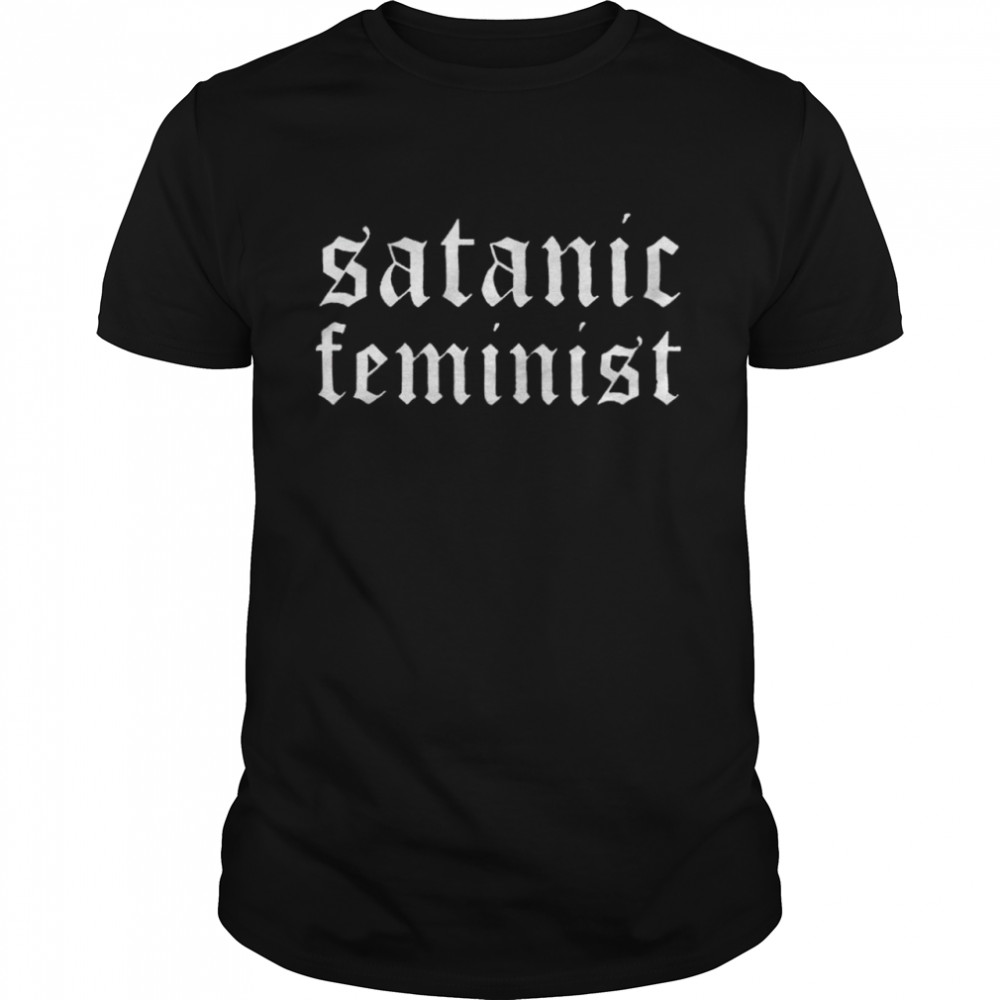 Satanic Feminist text logo T-shirt