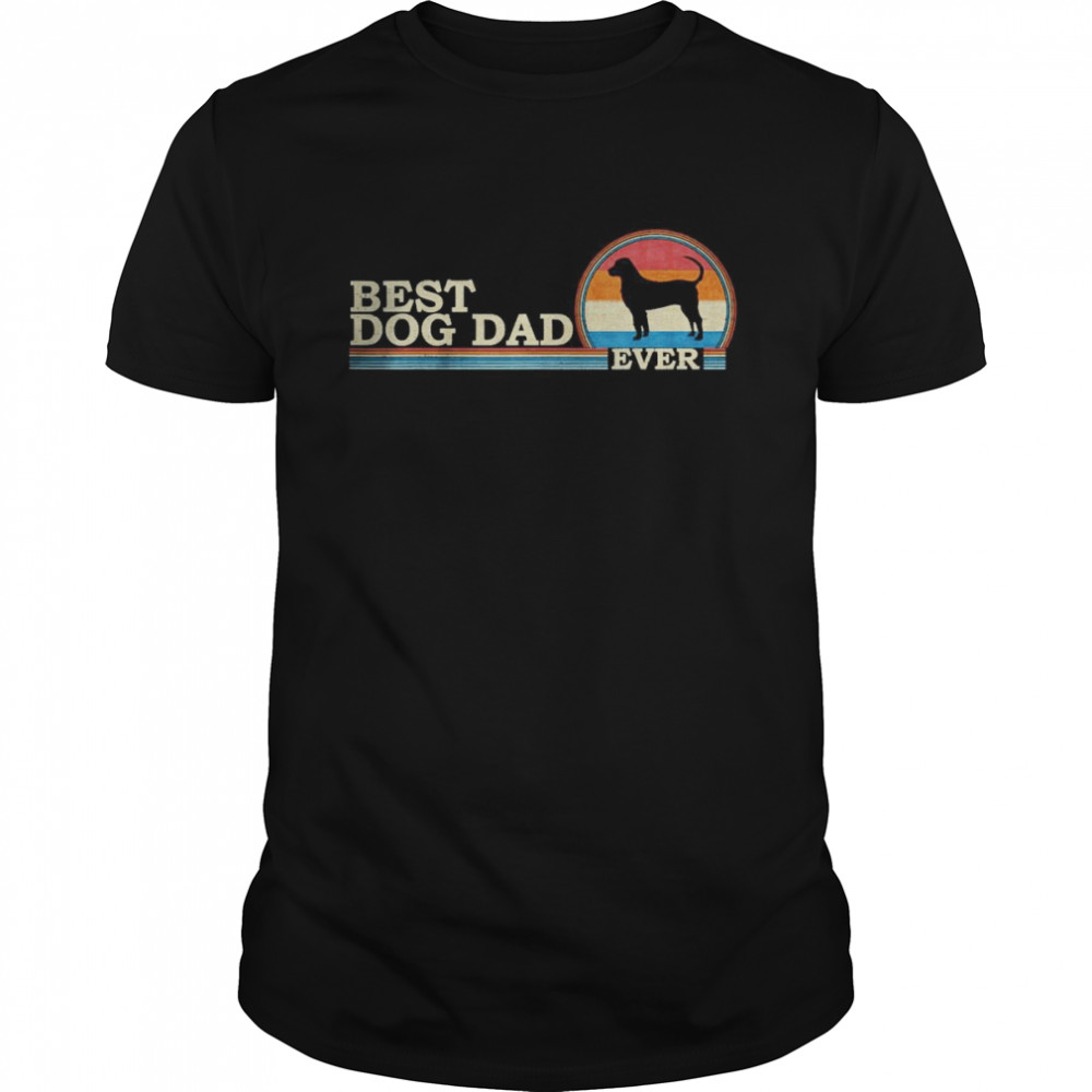 Vintage Retro Best Dog Dad Ever Funny Father’s Day Sunset T-Shirt