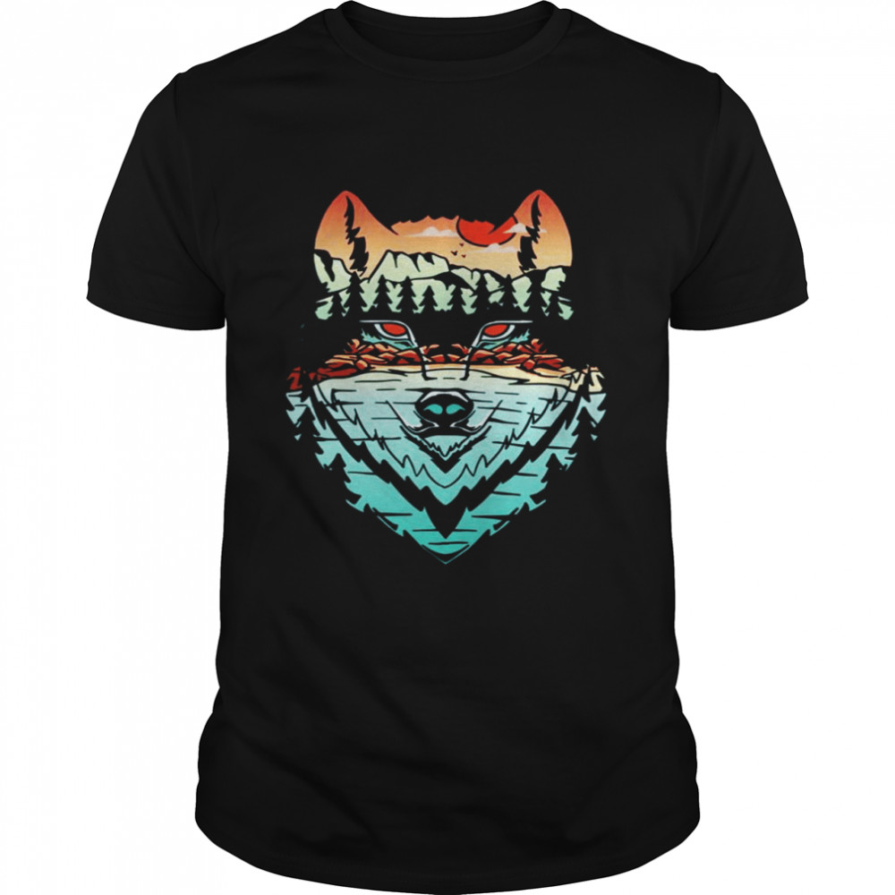 Wolf on forest background Shirt