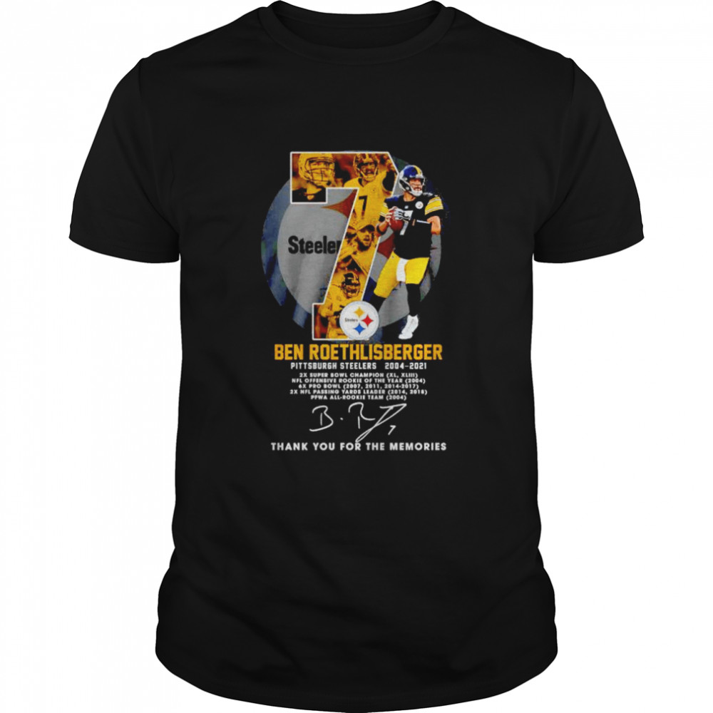 Ben Roethlisberger Pittsburgh Steelers 2004 2021 thank you for the memories shirt