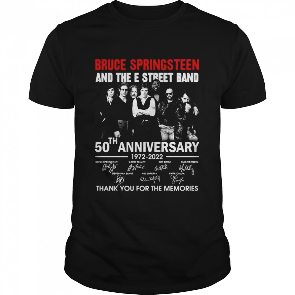 Bruce springsteen and the e street band 50th anniversary 1972 2022 signatures thank you shirt