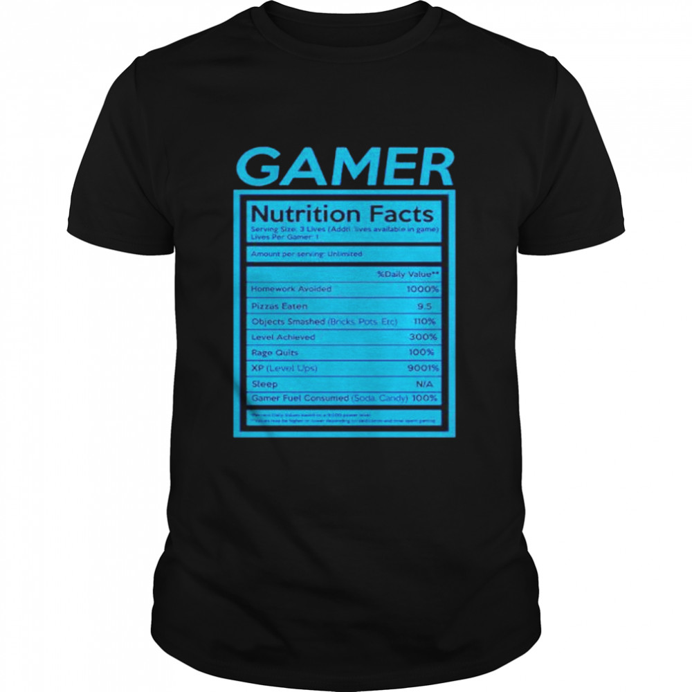 gamer nutrition facts shirt