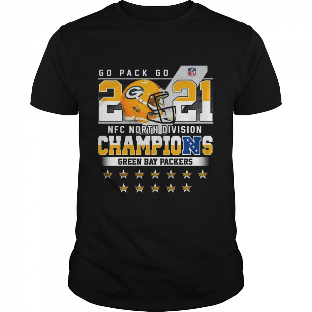 Go Pack Go 2021 Nfc North Division Champions Green Bay Packers 2002 2021 Shirt