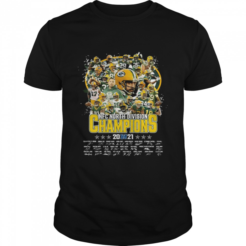 Green Bay Packers Teams 2021 Nfc North Division Champions Signatures Thanks Shirt