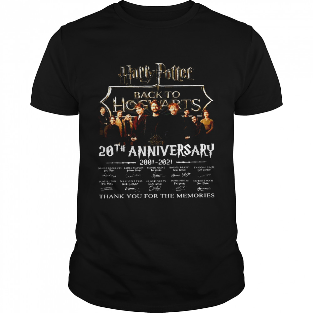 Harry potter back to hogwarts 20th anniversary 2001 2021 thank you for the memories shirt