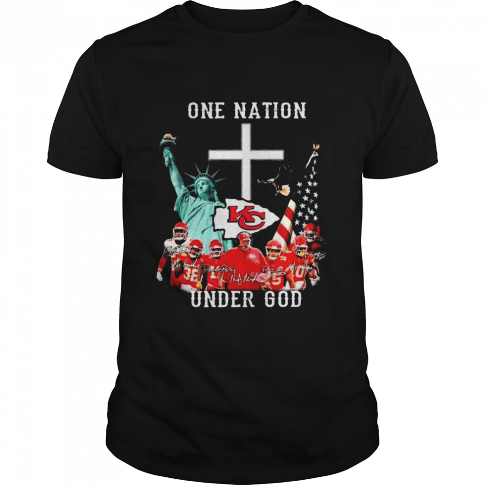 Kansas City Chiefs One nation under god signatures American flag shirt