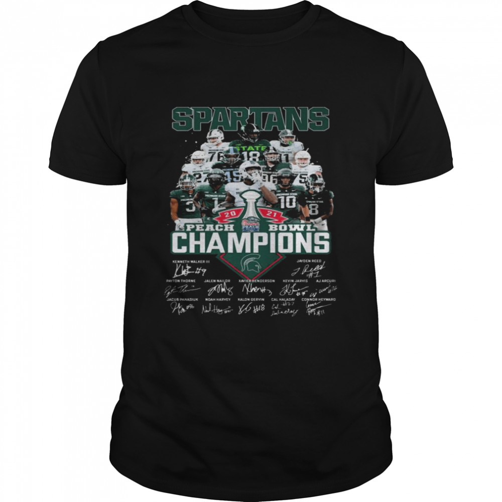 Michigan State Spartans Peach Bowl Champions 2021 Signatures Shirt