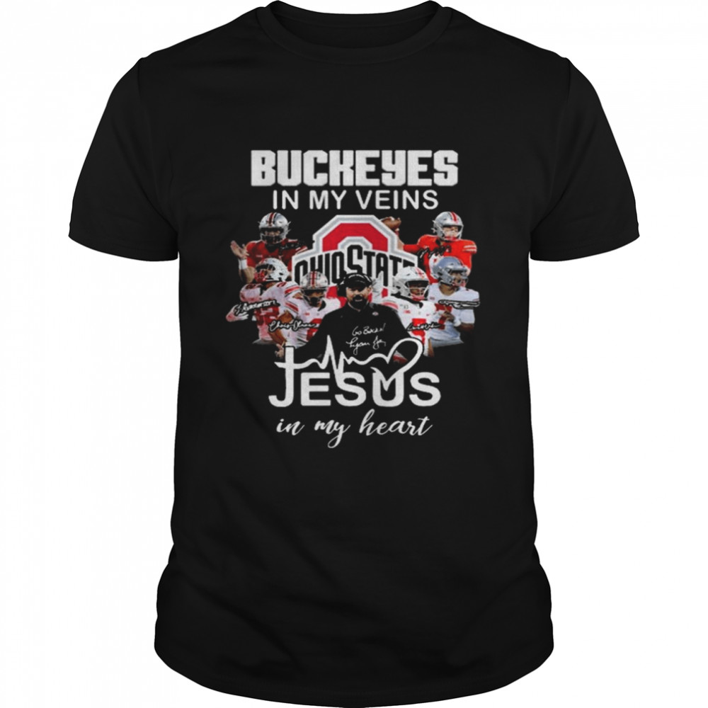 Ohio State Buckeyes In My veins Jesus in my heart signatures shirt