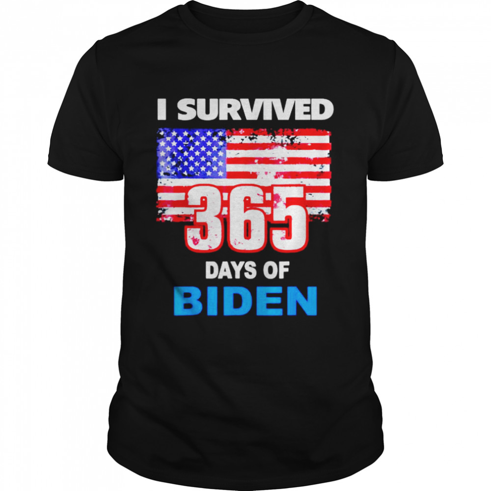 american flag I survived 365 days of Biden shirt