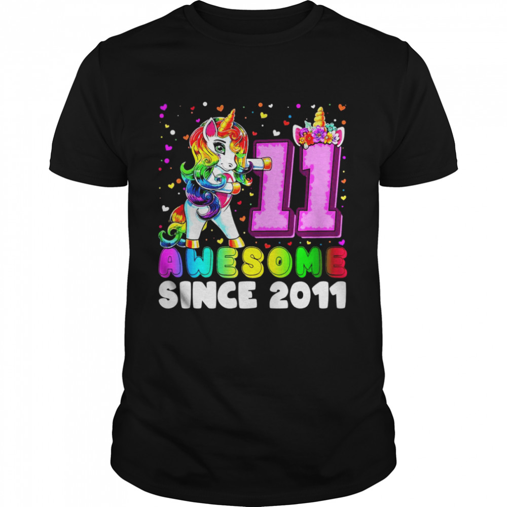 Awesome Since 2011 Unicorn Flossing 11th Birthday Girl Party Shirt