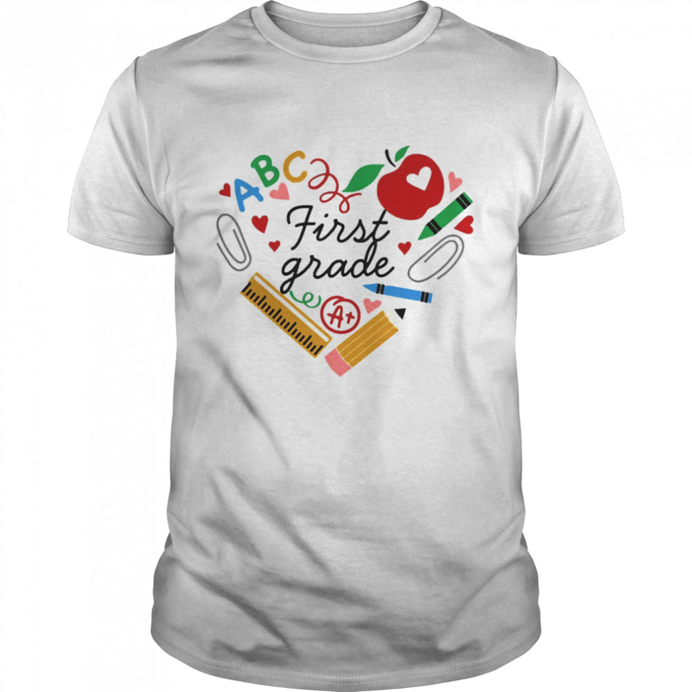 Heart Of First Grade Teacher School Stuff Shirt