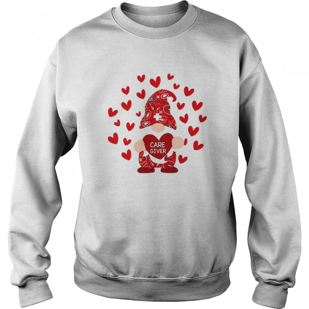 Red Gnome Caregiver Valentines Day  Unisex Sweatshirt