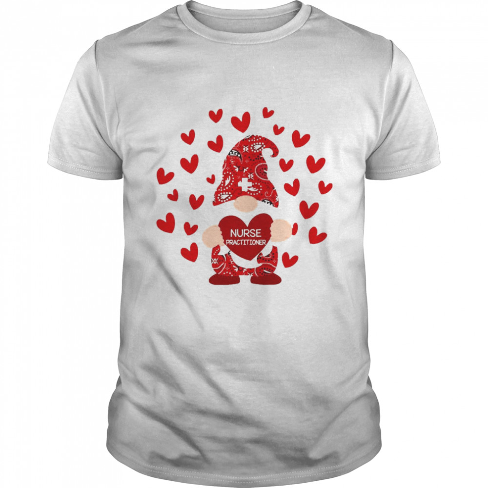 Red Gnome Nurse Practitioner Valentines Day Shirt