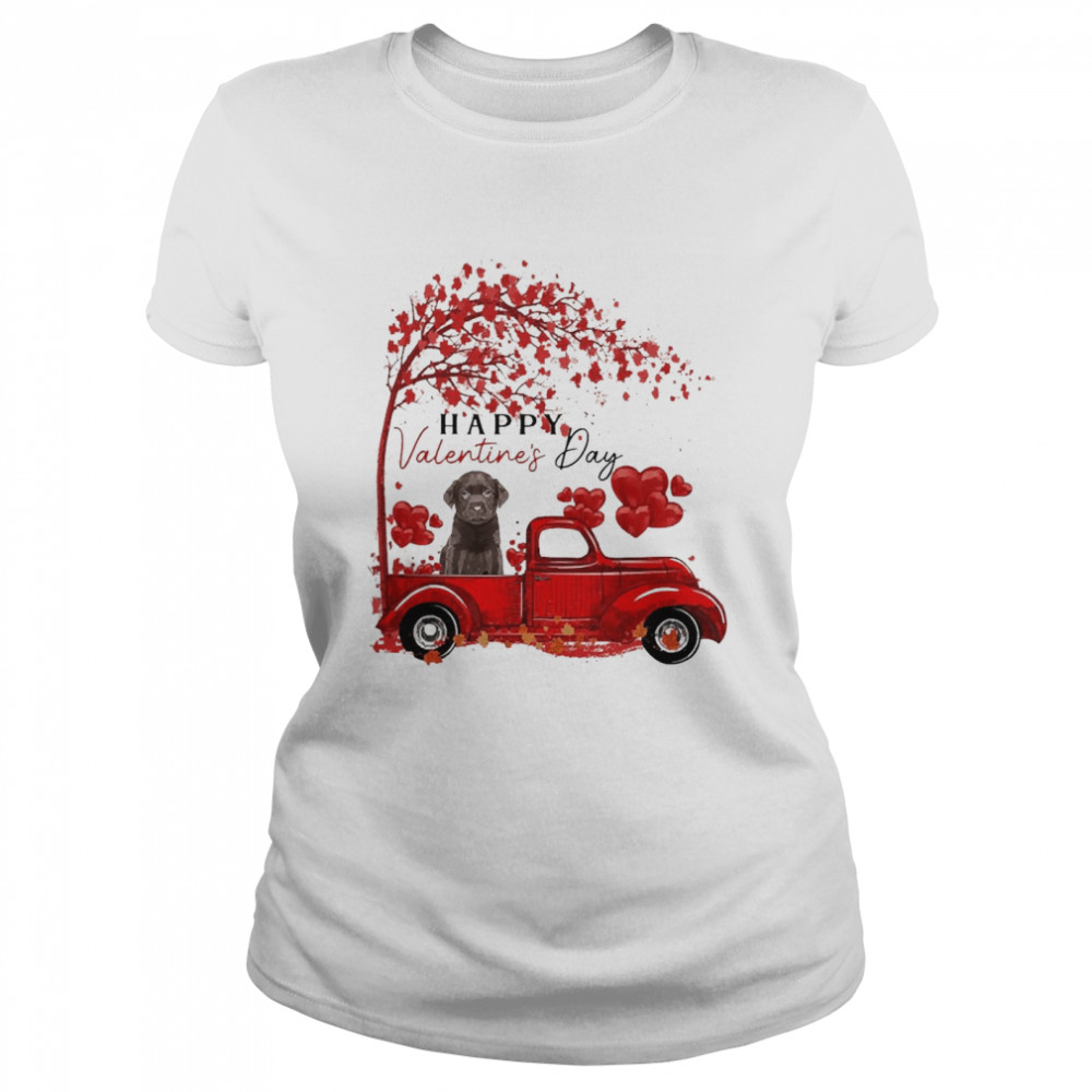 Labrador Driving Truck Happy Valentine”s Day Chocolate Labrador  Classic Women's T-shirt