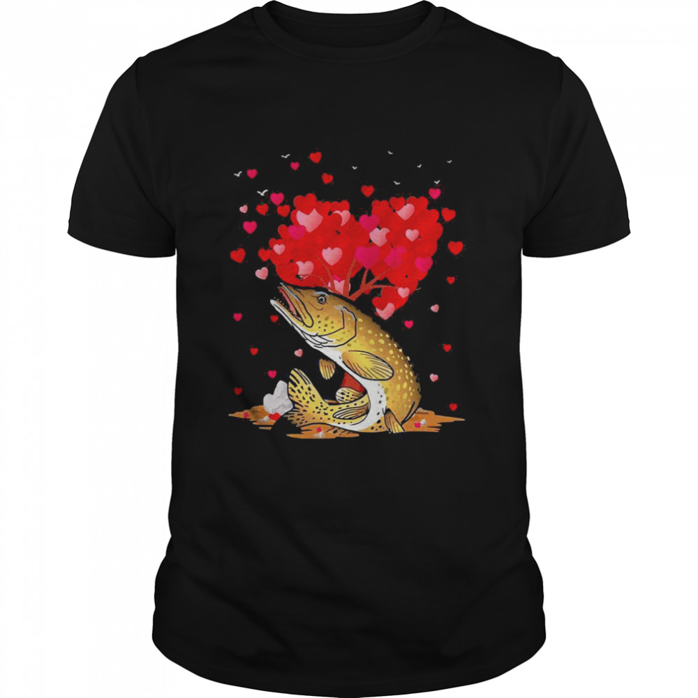 northern Pike Fish Heart Shape Northern Pike Valentine Shirt