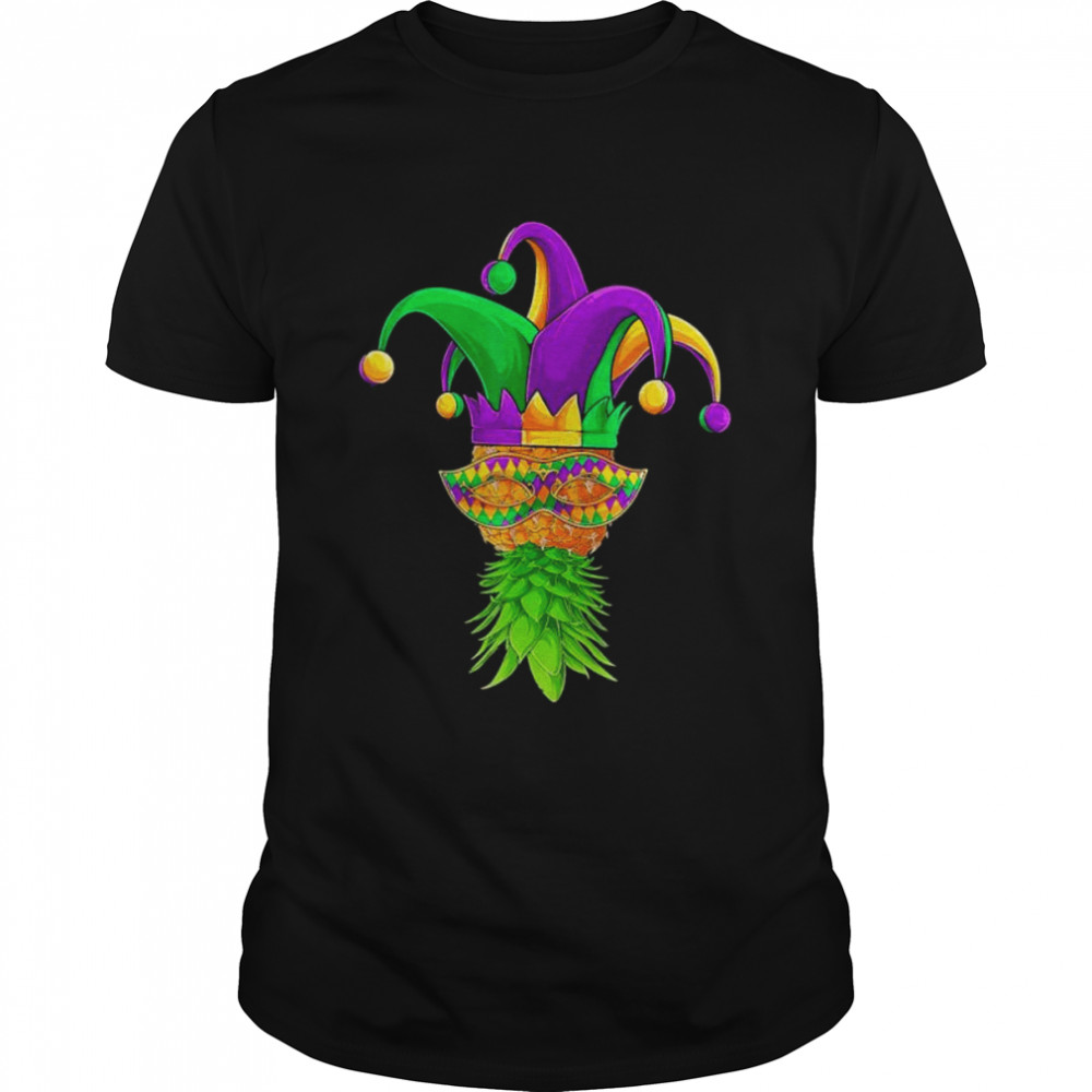 Upside Down Pineapple Mask Mardi Gras shirt