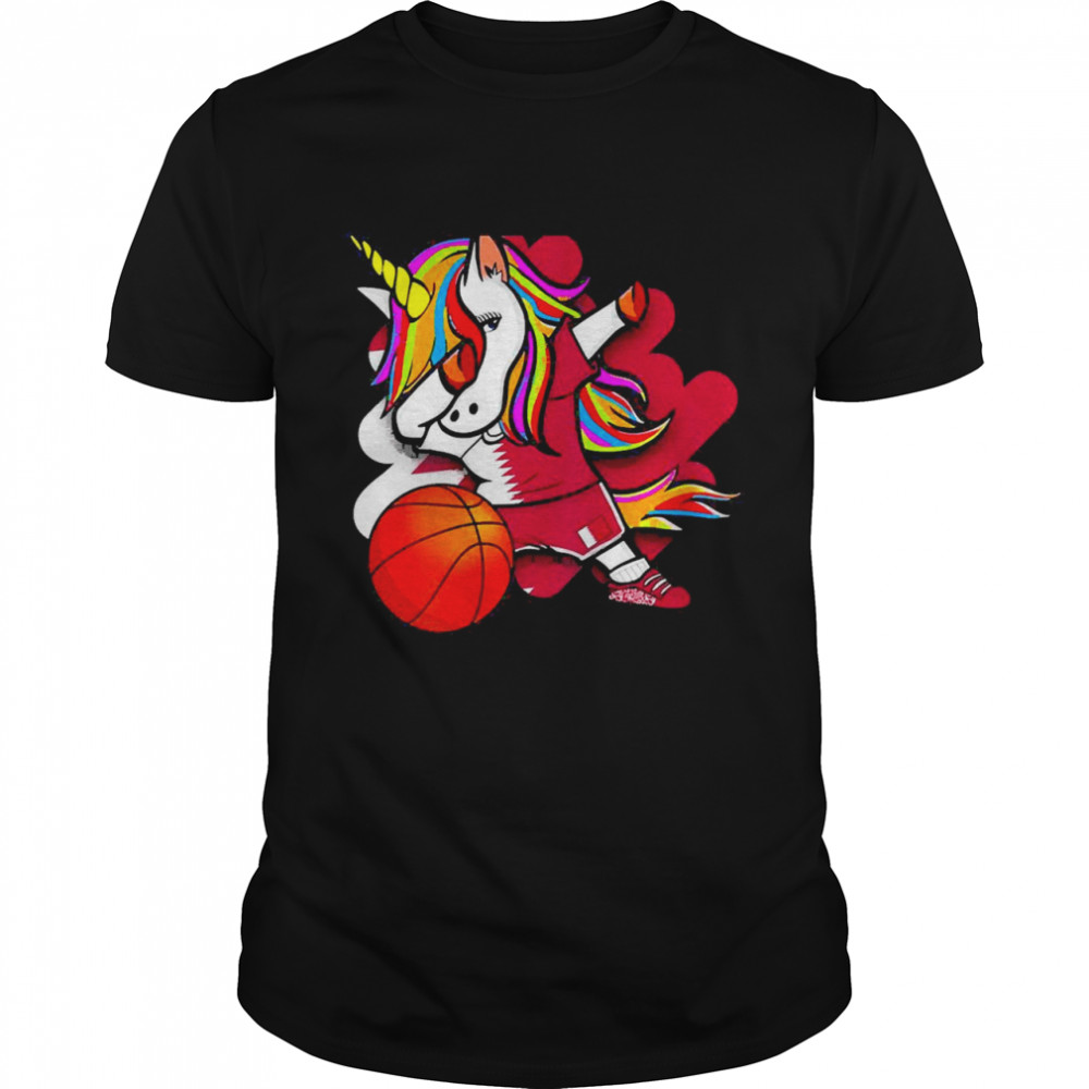 Dabbing Unicorn Qatar Basketballs Jersey Qatari Flag Shirt