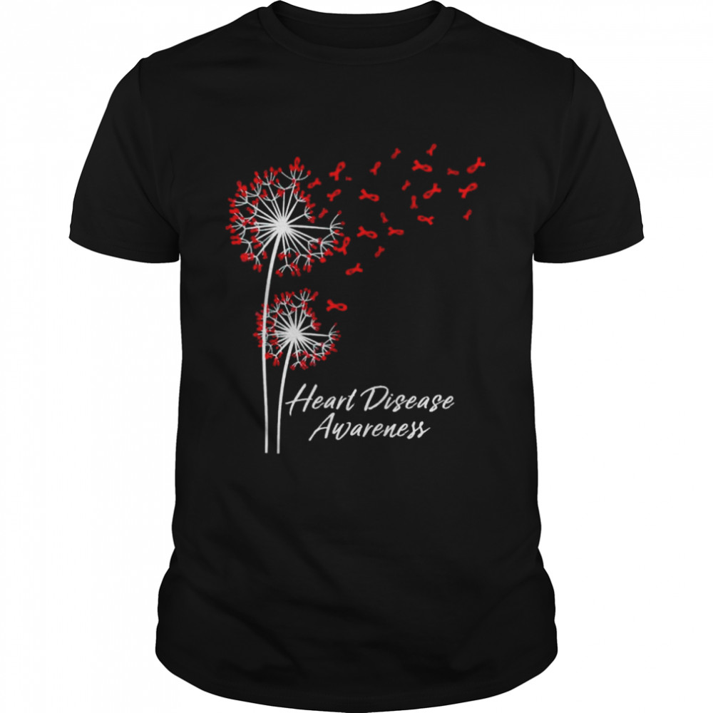 Dandelion Go Red Ribbon Heart Disease Awareness Month shirt