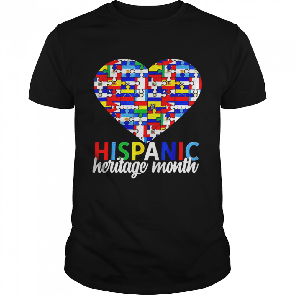 Hispanic Heritage Month All Countries Flags Heart Shirt