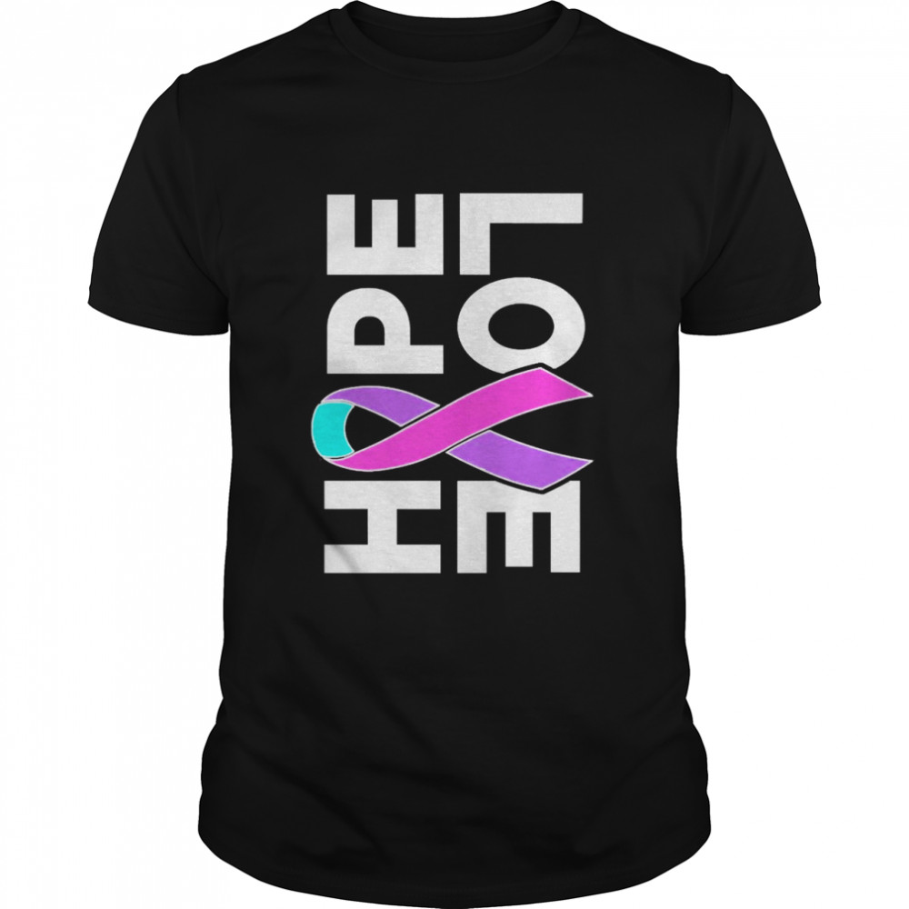 Thyroid Cancer Awareness Sideways Hope Love Ribbon Shirt