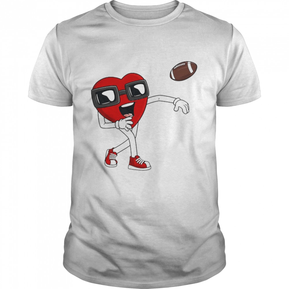 Valentine’s Day Heart Quarterback Football Boys Kids Teens Shirt