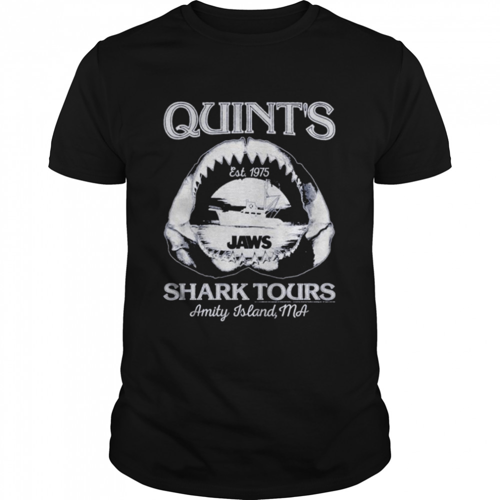 Quints est 1975 shark tours amity island ma shirt