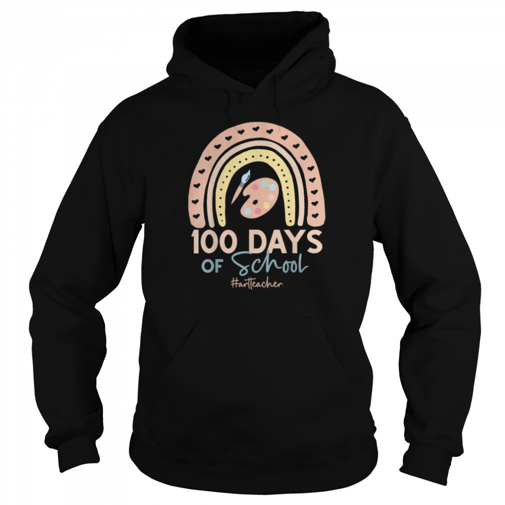 100th Day Of School Art Teacher – 100 Days Art Rainbow  Unisex Hoodie