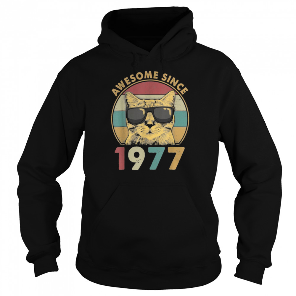 45th Bday Vintage Cat 45 Years Awesome Since 1977  Unisex Hoodie