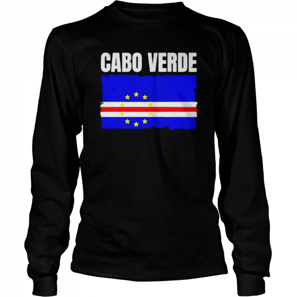 Cabo Verde Flag Print Cape Verdean  Long Sleeved T-shirt