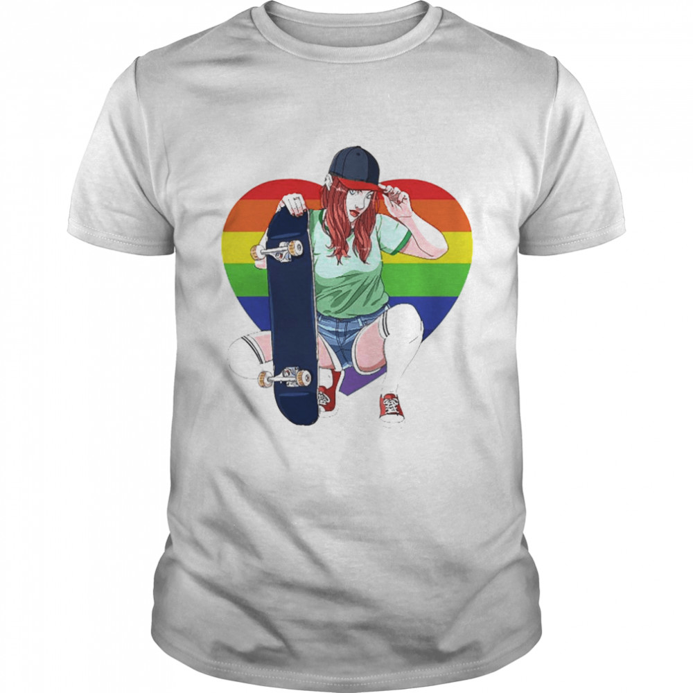 Girl Skater Skateboarding Lesbian Skateboarder Rainbow Shirt