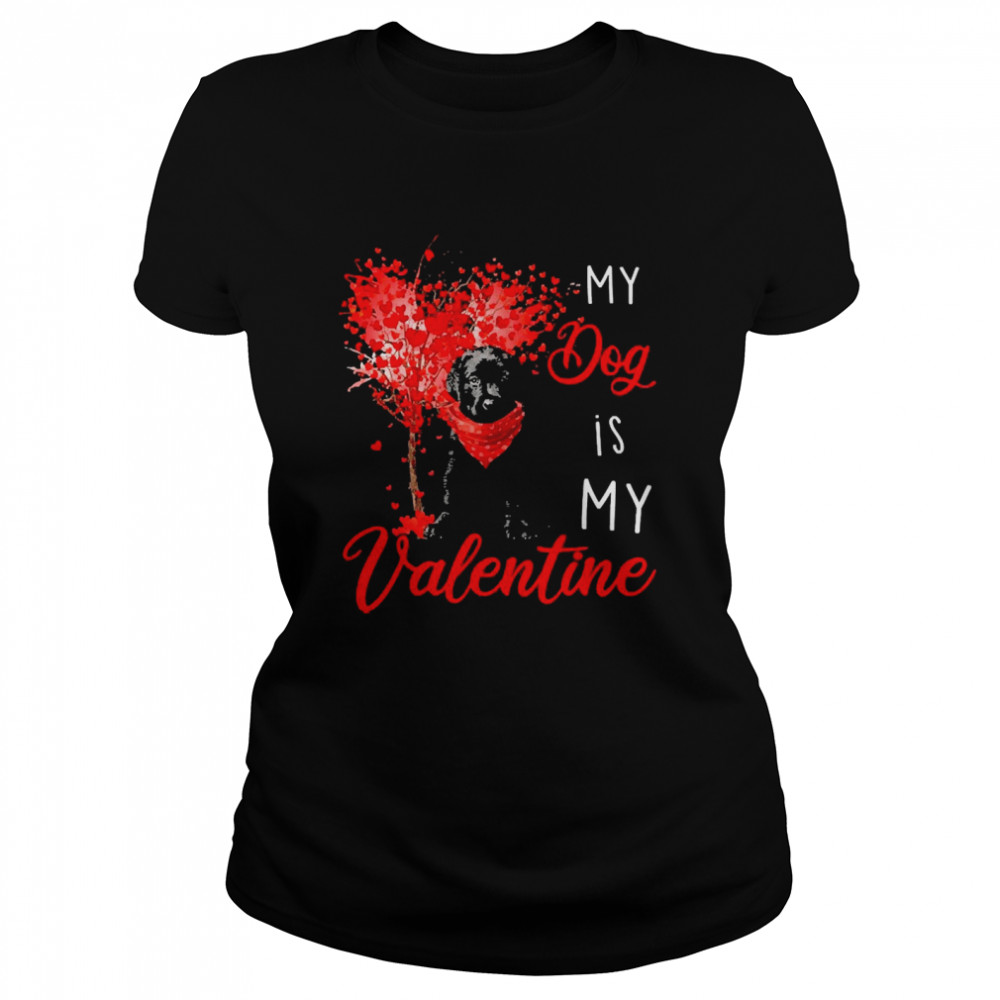 Heart Tree My Dog Is My Valentine Black Labrador Pup  Classic Women's T-shirt