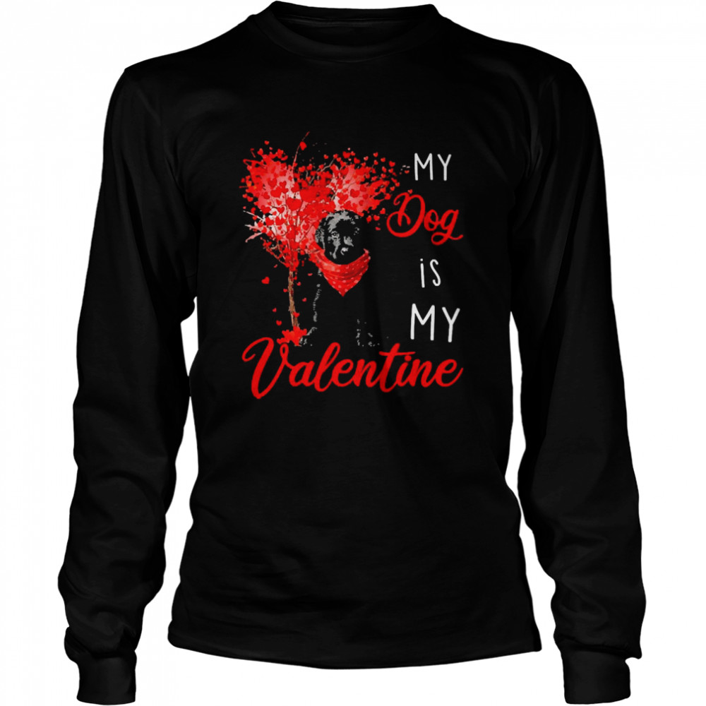 Heart Tree My Dog Is My Valentine Black Labrador Pup  Long Sleeved T-shirt