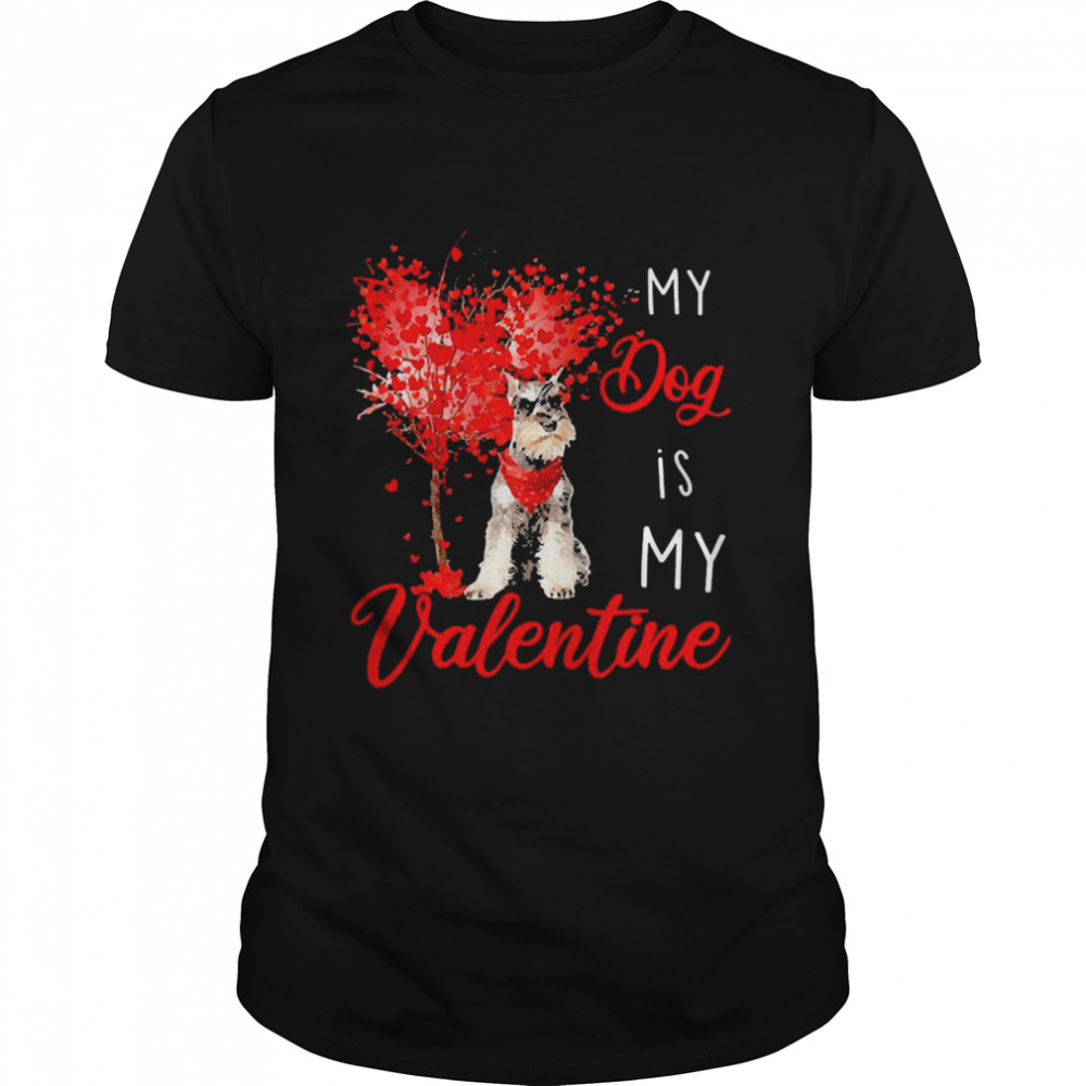 Heart Tree My Dog Is My Valentine Grey Miniature Schnauzer Shirt