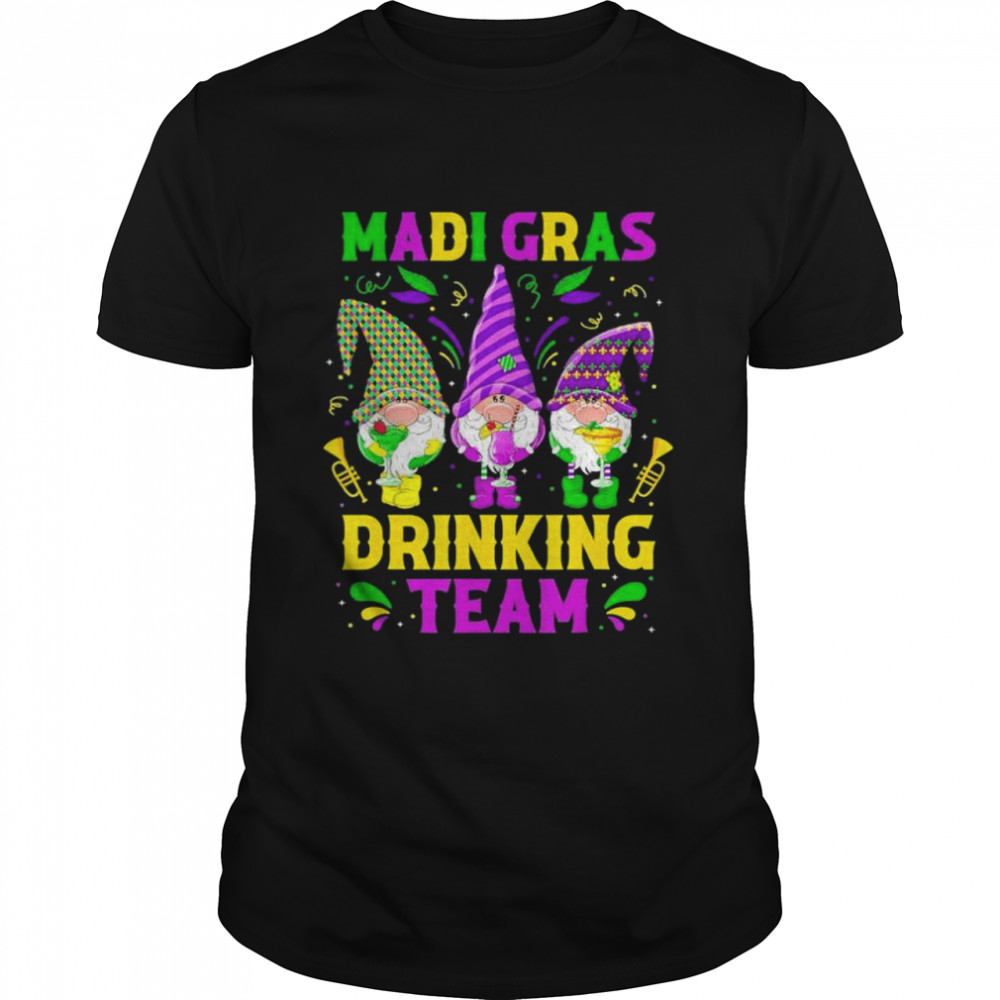 Mardi Gras Drinking Team Wine Party Lover Gnome shirt