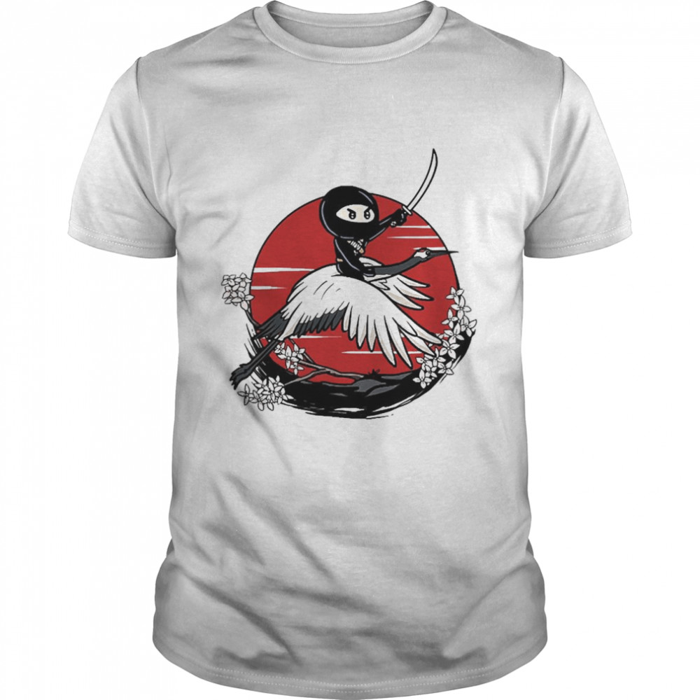 Ninja Tomo Riding Crane Japanese Fantasy Anime Shirt