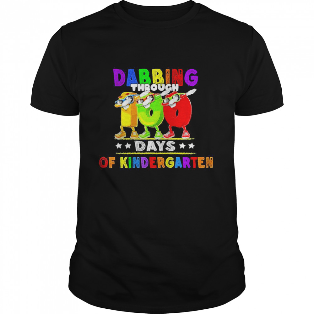 Dabbing Through 100 Days Of Kindergarten School Shirt