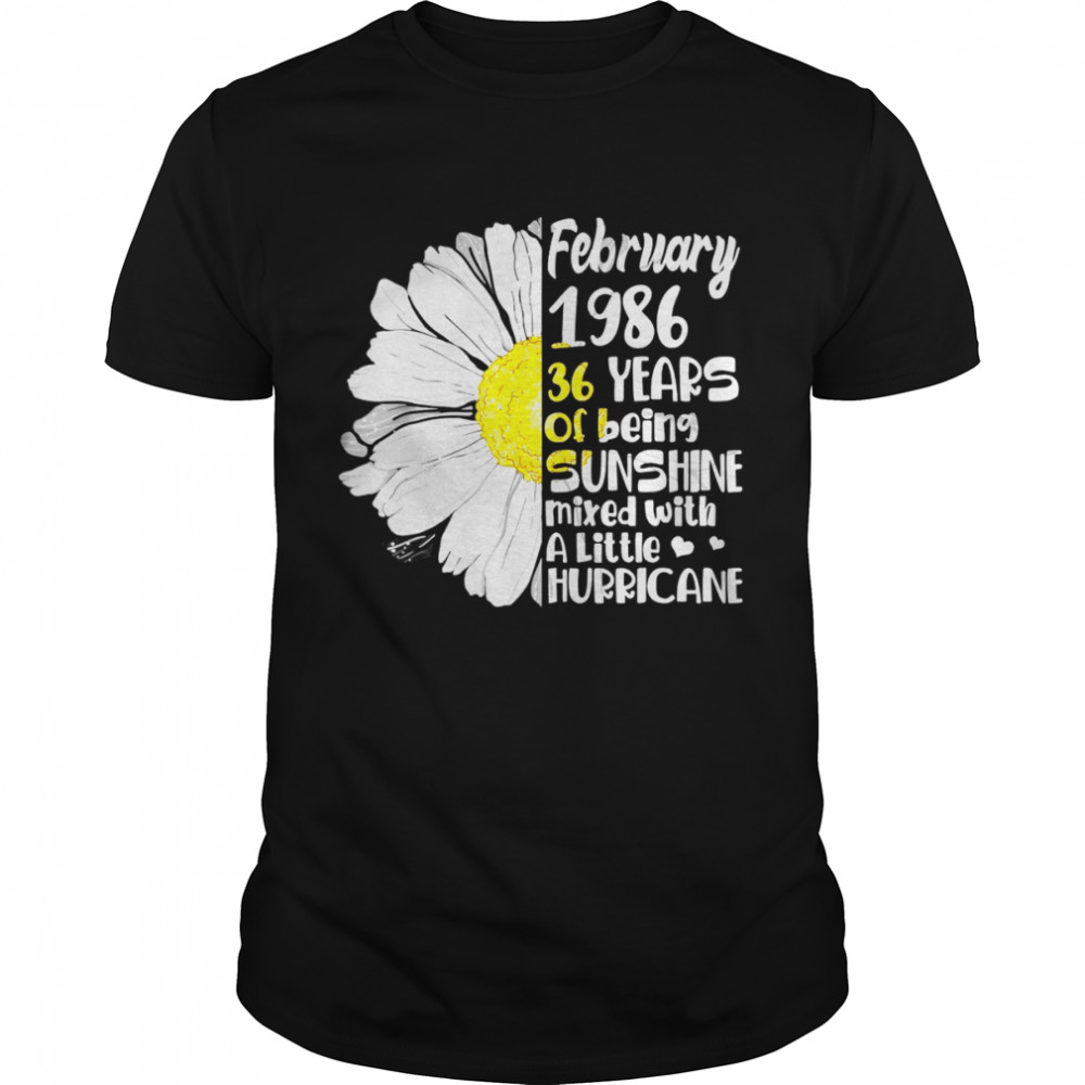 February Girl Made In 1986 36Th Sunshine Hurricane Birthday Shirt