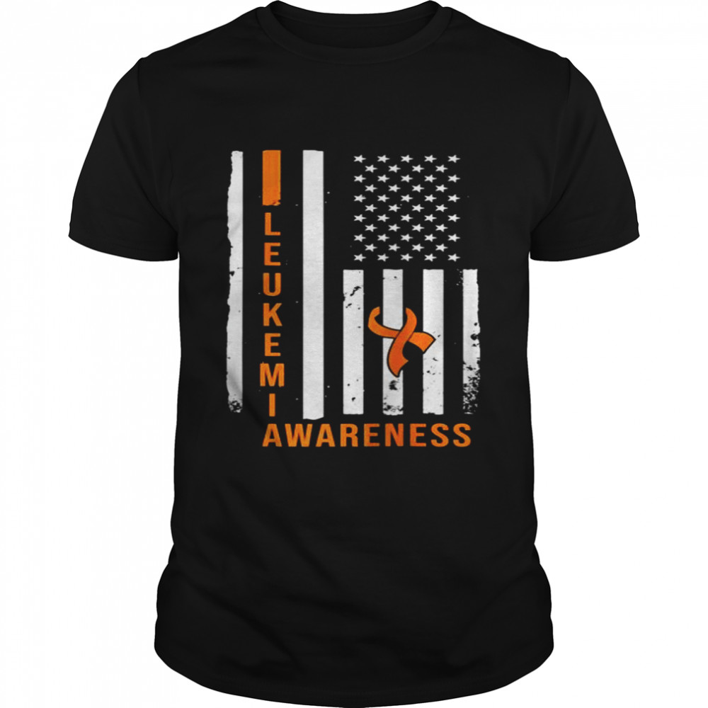Leukemia Awareness Flag Leukemia Awareness Orange Ribbon Shirt
