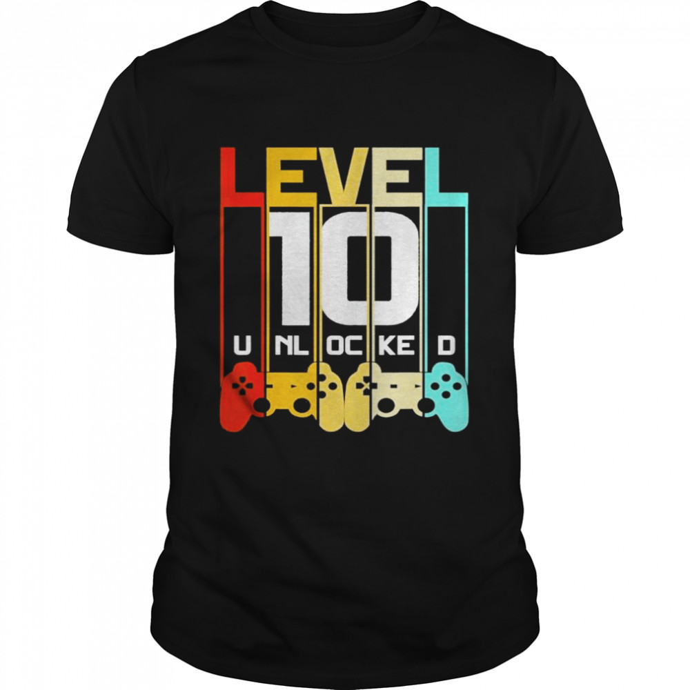 Level 10 Unlocked 10th Birthday Matching Video Game shirt