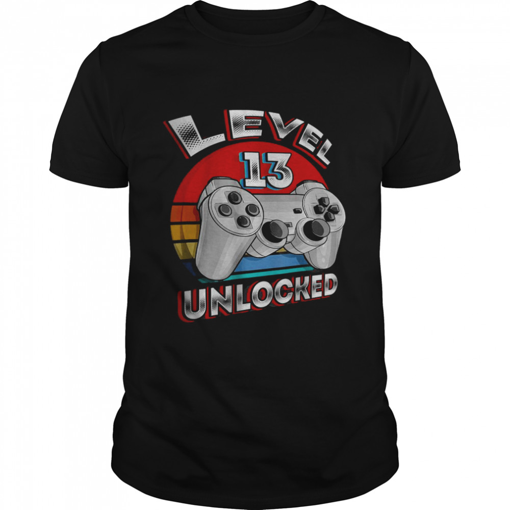 Level 13 Unlocked Matching Video Game 13th Birthday Gift Boy T-Shirt