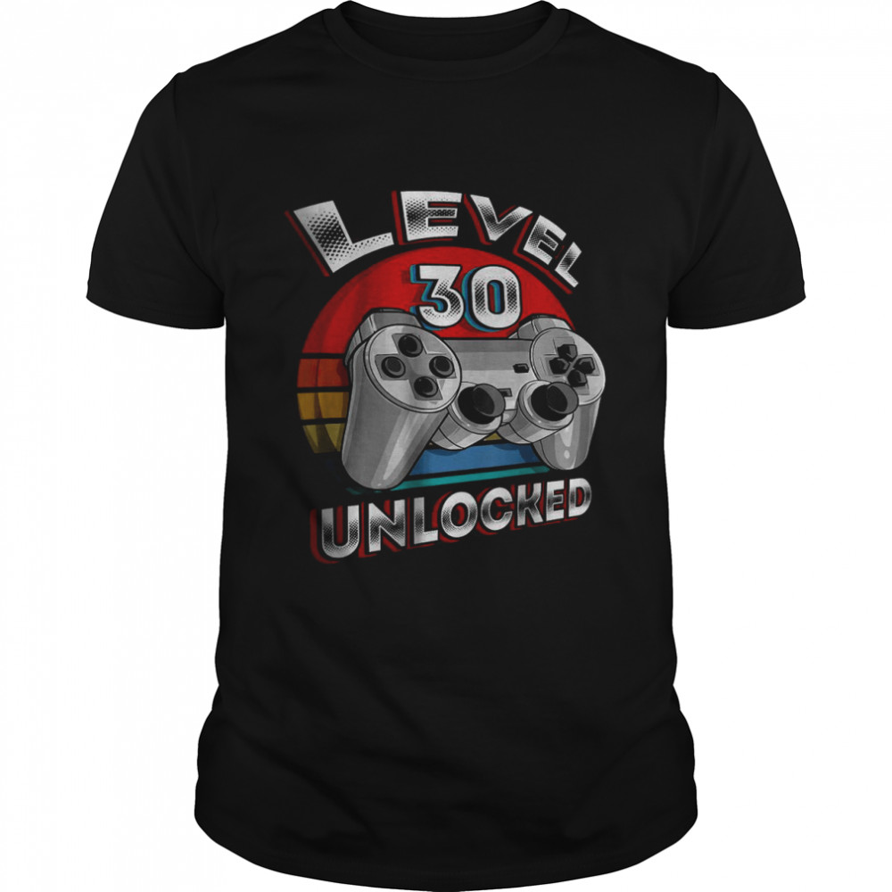 Level 30 Unlocked Matching Video Game 30th Birthday Gift Men T-Shirt