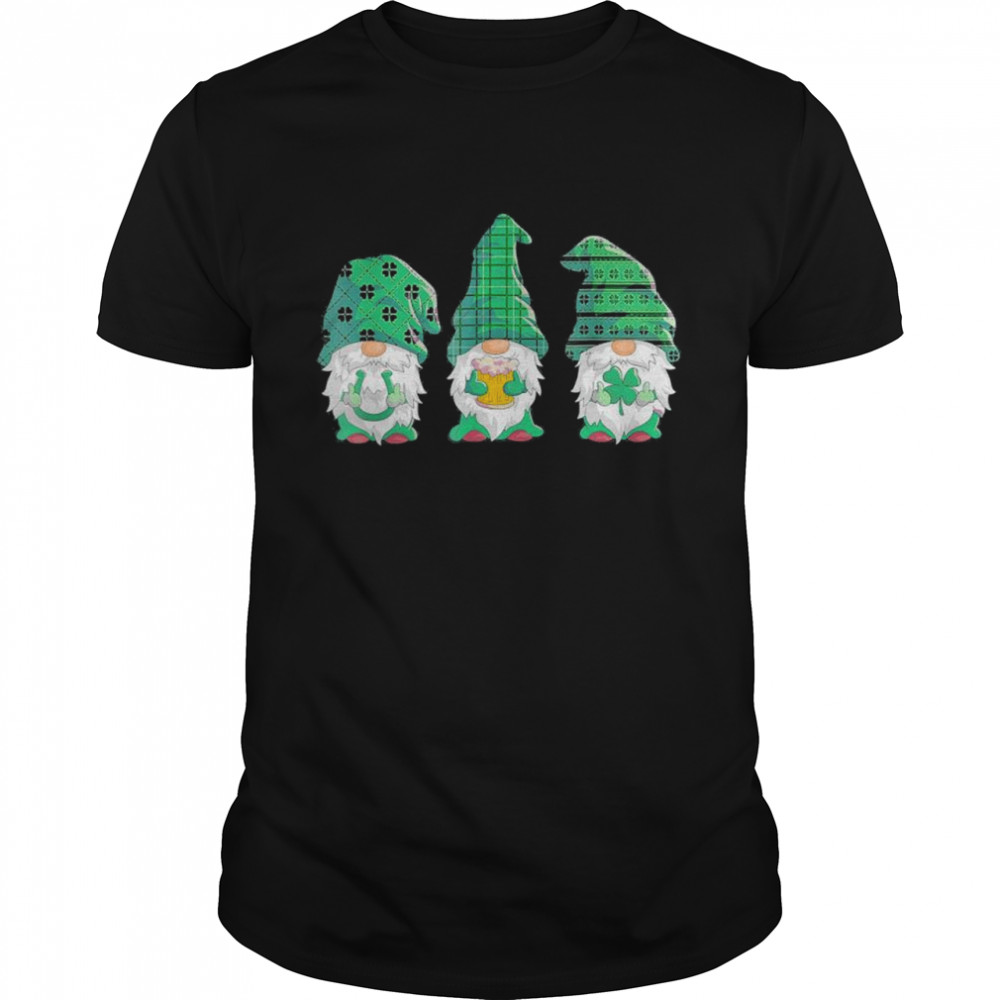 St Patricks Day Gnomes Green Buffalo Plaid Shirt