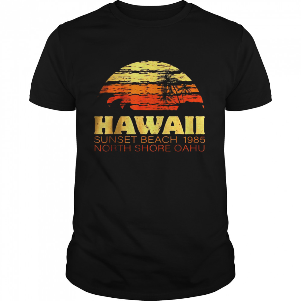 Sunset Beach Oahu Hawaii North Shore Retro Vintage Hawaiian T-Shirt