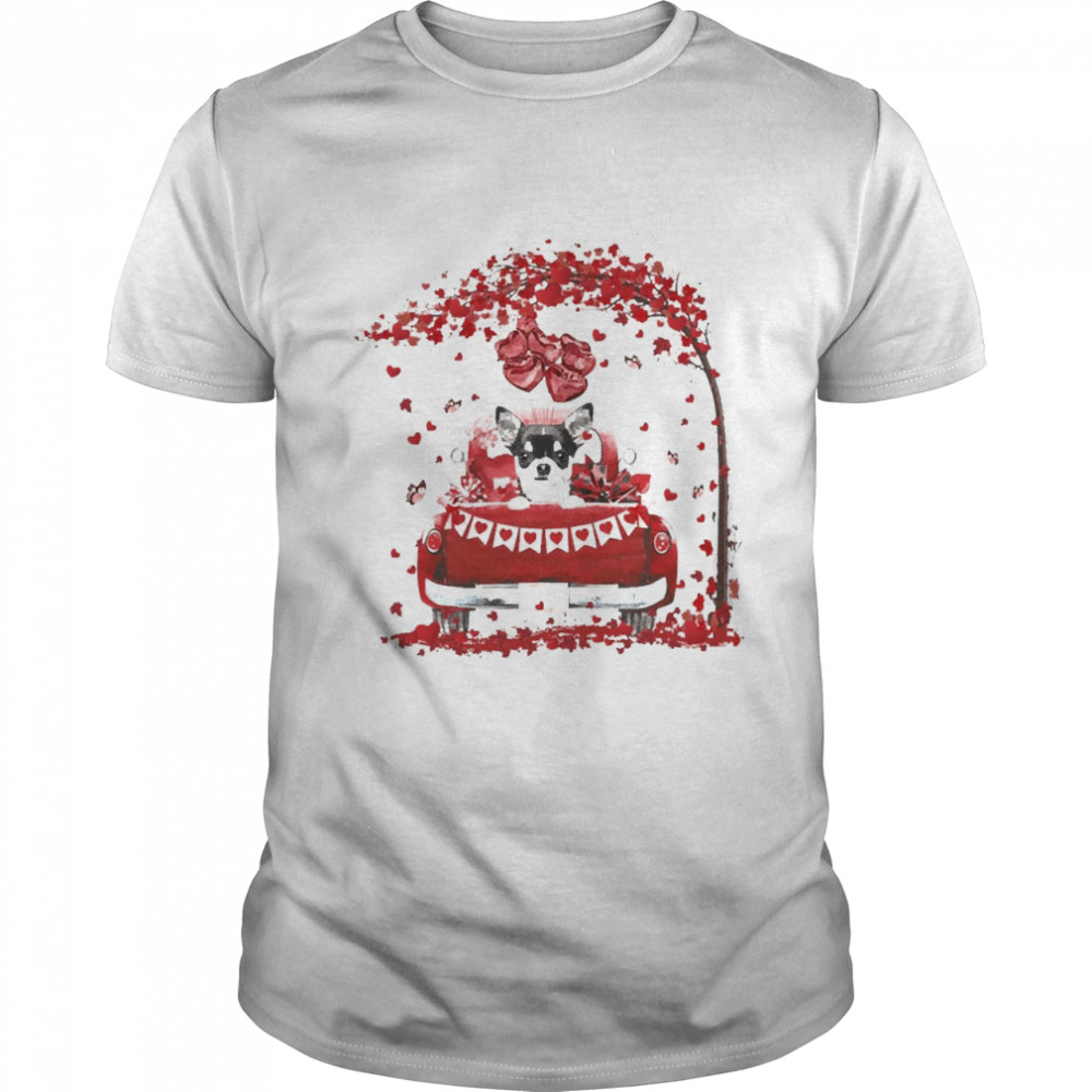 Valentine Red Car Black Chihuahua Shirt